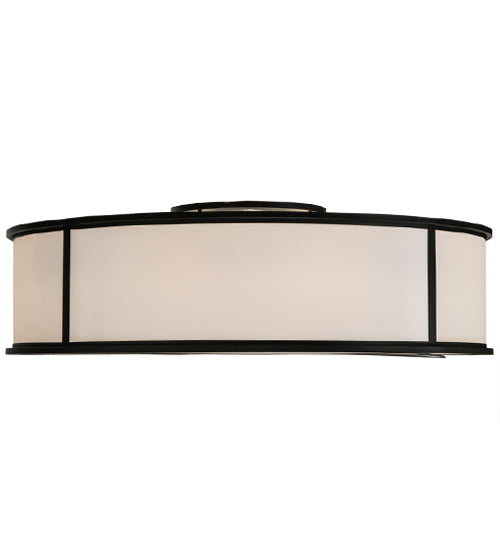 Meyda Lighting Nautilus 60" 10-Light Textured Black Flush Mount Light With White Statuario Idalight Shade Glass
