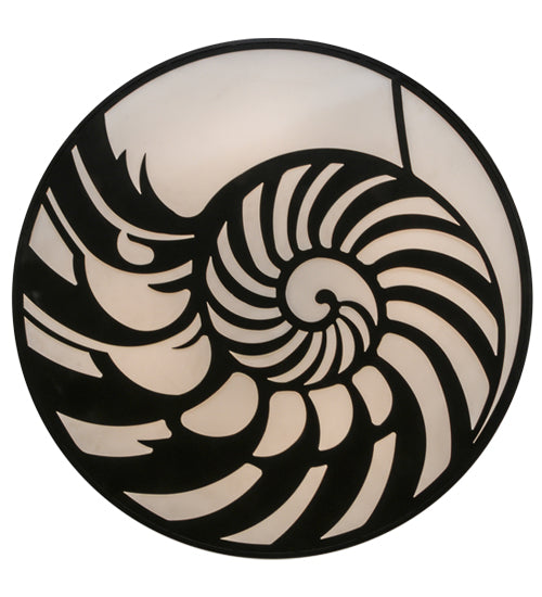 Meyda Lighting Nautilus 60" 10-Light Textured Black Flush Mount Light With White Statuario Idalight Shade Glass