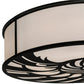 Meyda Lighting Nautilus 60" 10-Light Textured Black Flush Mount Light With White Statuario Idalight Shade Glass