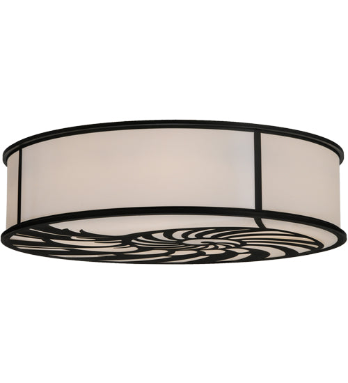 Meyda Lighting Nautilus 60" 10-Light Textured Black Flush Mount Light With White Statuario Idalight Shade Glass