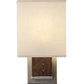 Meyda Lighting Navesink 8" Nickel & Mahogany Wood Wall Sconce With Off White Textrene Shade