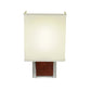 Meyda Lighting Navesink 8" Nickel & Mahogany Wood Wall Sconce With White Linen Textrene Shade