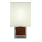 Meyda Lighting Navesink 8" Nickel & Mahogany Wood Wall Sconce With White Linen Textrene Shade