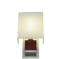 Meyda Lighting Navesink 8" Nickel & Mahogany Wood Wall Sconce With White Linen Textrene Shade