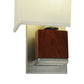 Meyda Lighting Navesink 8" Nickel & Mahogany Wood Wall Sconce With White Linen Textrene Shade