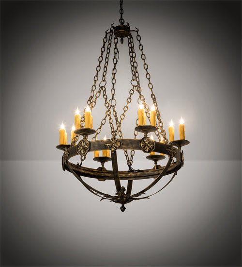 Meyda Lighting Neapolis 32" 18-Light Florentine Gold Chandelier With Ivory Faux Candlelight