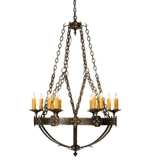 Meyda Lighting Neapolis 32" 18-Light Florentine Gold Chandelier With Ivory Faux Candlelight