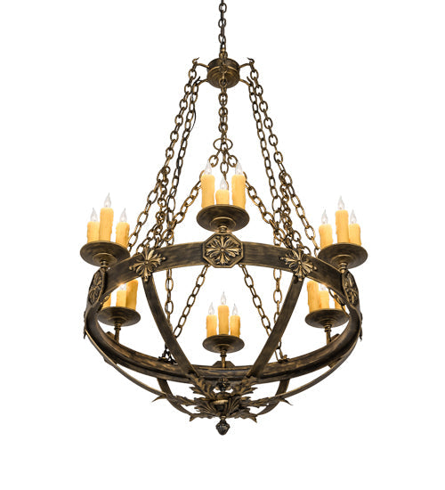 Meyda Lighting Neapolis 32" 18-Light Florentine Gold Chandelier With Ivory Faux Candlelight