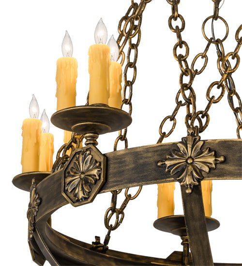 Meyda Lighting Neapolis 32" 18-Light Florentine Gold Chandelier With Ivory Faux Candlelight