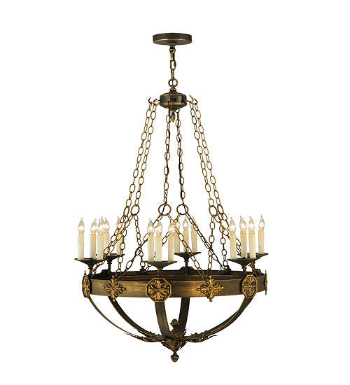 Meyda Lighting Neapolis 32" 18-Light Florentine Gold Chandelier With White Candle Covers