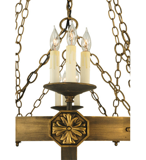 Meyda Lighting Neapolis 32" 18-Light Florentine Gold Chandelier With White Candle Covers