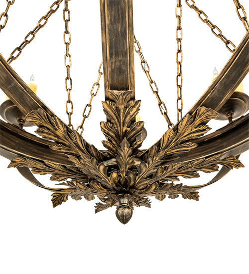 Meyda Lighting Neapolis 60" 24-Light Florentine Gold Chandelier With Ivory Faux Candlelight