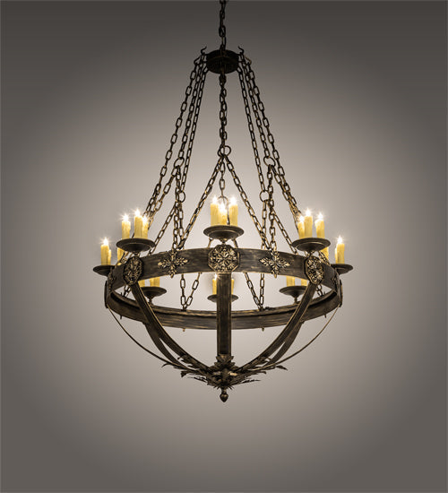 Meyda Lighting Neapolis 60" 24-Light Florentine Gold Chandelier With Ivory Faux Candlelight