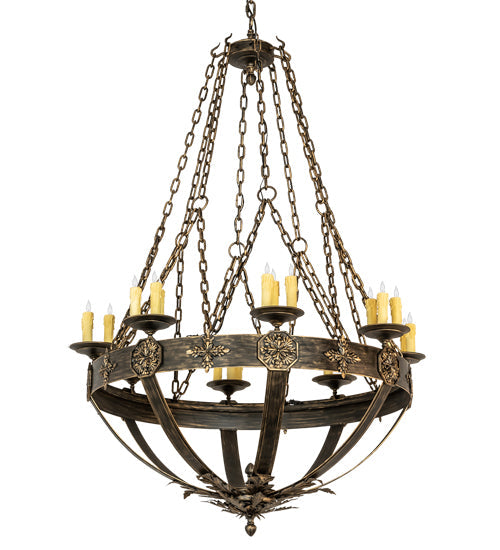 Meyda Lighting Neapolis 60" 24-Light Florentine Gold Chandelier With Ivory Faux Candlelight