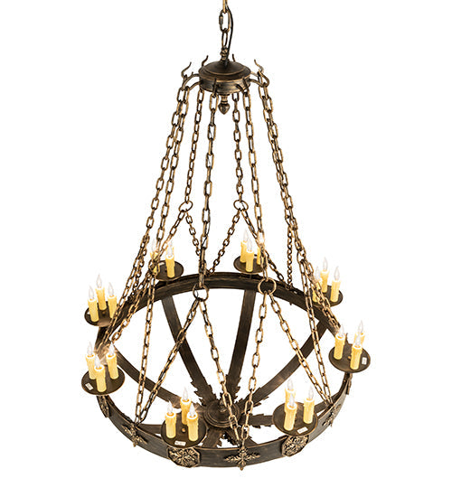 Meyda Lighting Neapolis 60" 24-Light Florentine Gold Chandelier With Ivory Faux Candlelight
