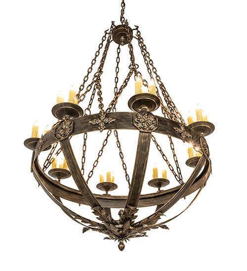 Meyda Lighting Neapolis 60" 24-Light Florentine Gold Chandelier With Ivory Faux Candlelight