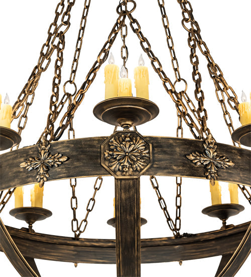 Meyda Lighting Neapolis 60" 24-Light Florentine Gold Chandelier With Ivory Faux Candlelight