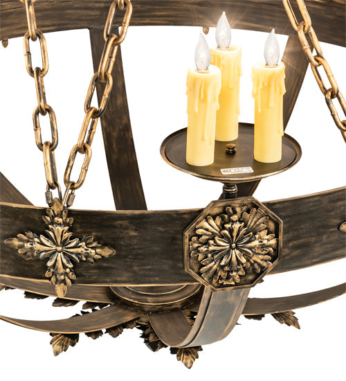 Meyda Lighting Neapolis 60" 24-Light Florentine Gold Chandelier With Ivory Faux Candlelight