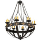 Meyda Lighting Neapolis 60" 24-Light Textured Black & Soft Gold Chandelier With Ivory Faux Candlelight