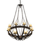 Meyda Lighting Neapolis 60" 24-Light Textured Black & Soft Gold Chandelier With Ivory Faux Candlelight