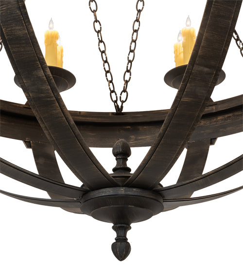 Meyda Lighting Neapolis 60" 24-Light Textured Black & Soft Gold Chandelier With Ivory Faux Candlelight