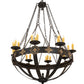 Meyda Lighting Neapolis 60" 24-Light Textured Black & Soft Gold Chandelier With Ivory Faux Candlelight