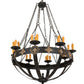 Meyda Lighting Neapolis 60" 24-Light Textured Black & Soft Gold Highlights Chandelier With Ivory Faux Candlelight