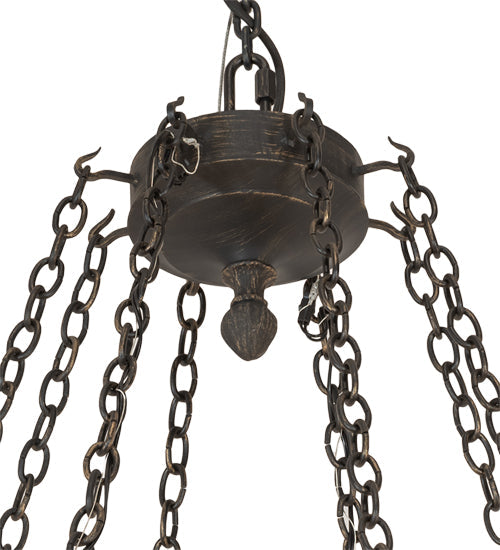 Meyda Lighting Neapolis 60" 24-Light Textured Black & Soft Gold Highlights Chandelier With Ivory Faux Candlelight