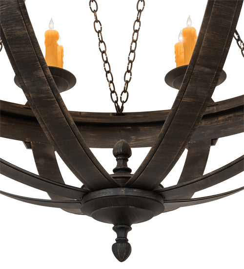 Meyda Lighting Neapolis 60" 24-Light Textured Black & Soft Gold Highlights Chandelier With Ivory Faux Candlelight