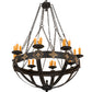 Meyda Lighting Neapolis 60" 24-Light Textured Black & Soft Gold Highlights Chandelier With Ivory Faux Candlelight