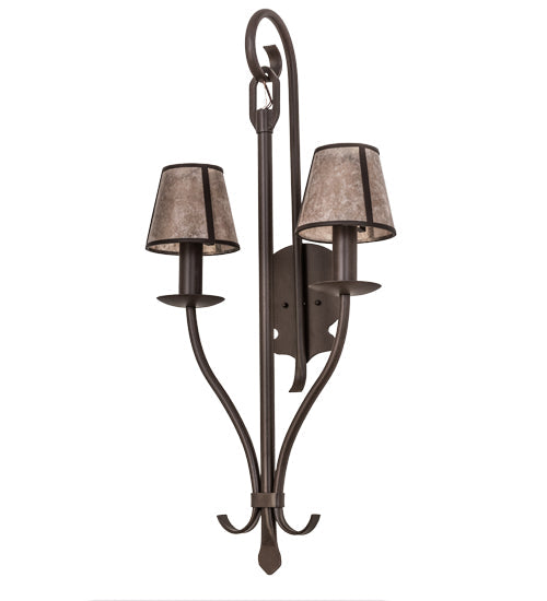 Meyda Lighting Nehring 20" 2-Light Cafe Noir Wall Sconce With Silver Mica Shade Glass