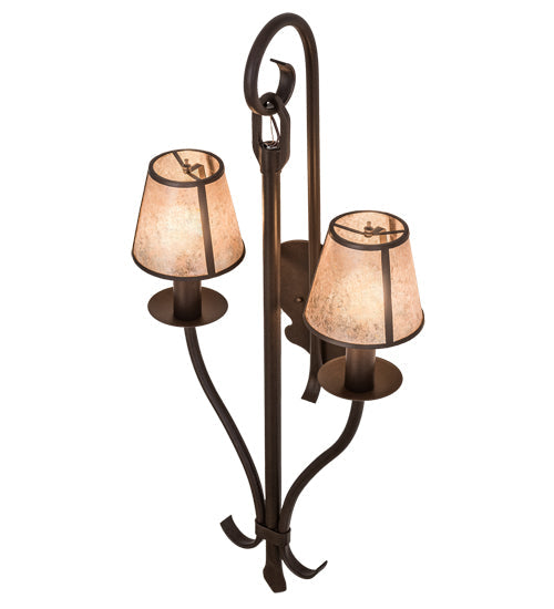 Meyda Lighting Nehring 20" 2-Light Cafe Noir Wall Sconce With Silver Mica Shade Glass