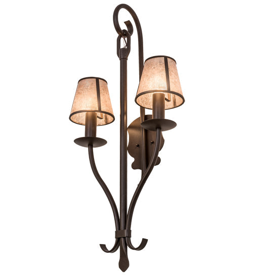 Meyda Lighting Nehring 20" 2-Light Cafe Noir Wall Sconce With Silver Mica Shade Glass