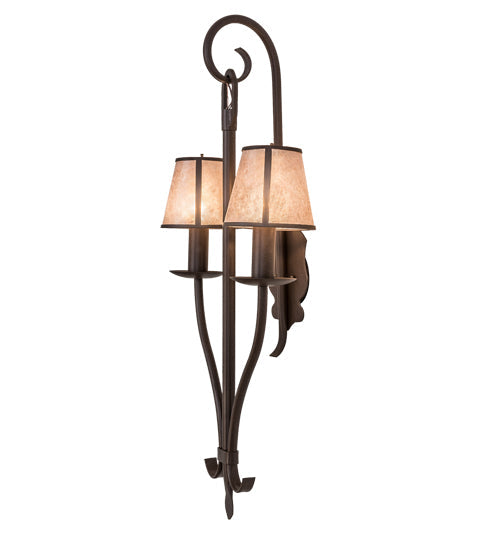 Meyda Lighting Nehring 20" 2-Light Cafe Noir Wall Sconce With Silver Mica Shade Glass