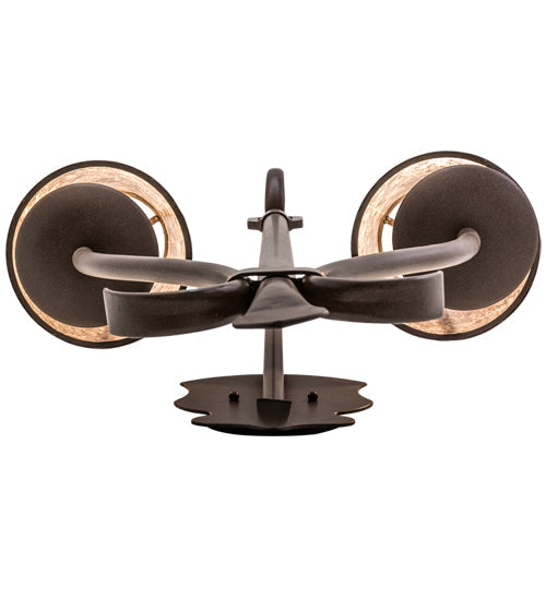 Meyda Lighting Nehring 20" 2-Light Cafe Noir Wall Sconce With Silver Mica Shade Glass