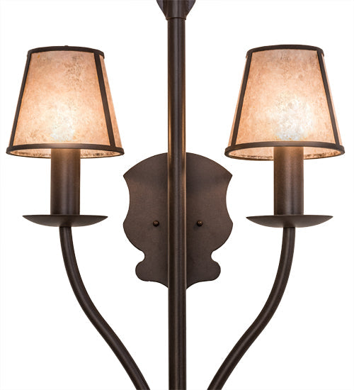 Meyda Lighting Nehring 20" 2-Light Cafe Noir Wall Sconce With Silver Mica Shade Glass