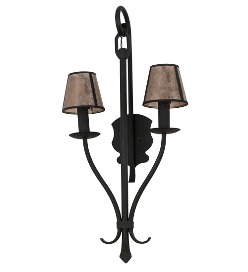 Meyda Lighting Nehring 20" 2-Light Costello Black Wall Sconce With Silver Mica Shade Glass