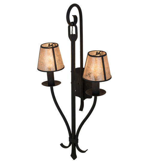 Meyda Lighting Nehring 20" 2-Light Costello Black Wall Sconce With Silver Mica Shade Glass