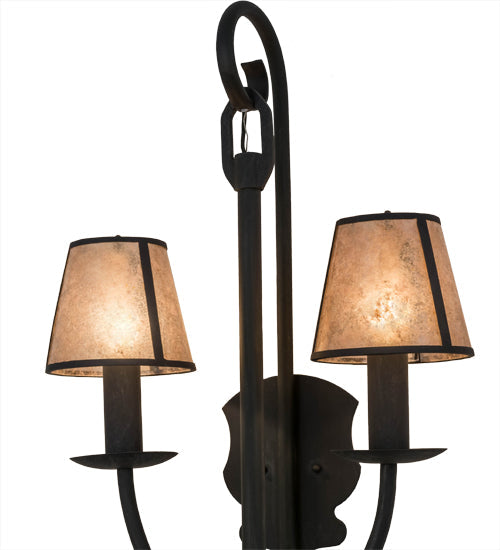 Meyda Lighting Nehring 20" 2-Light Costello Black Wall Sconce With Silver Mica Shade Glass