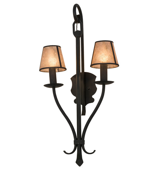 Meyda Lighting Nehring 20" 2-Light Costello Black Wall Sconce With Silver Mica Shade Glass