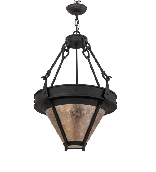 Meyda Lighting Nehring 21" 2-Light Costello Black Inverted Pendant Light With Silver Mica Shade Glass