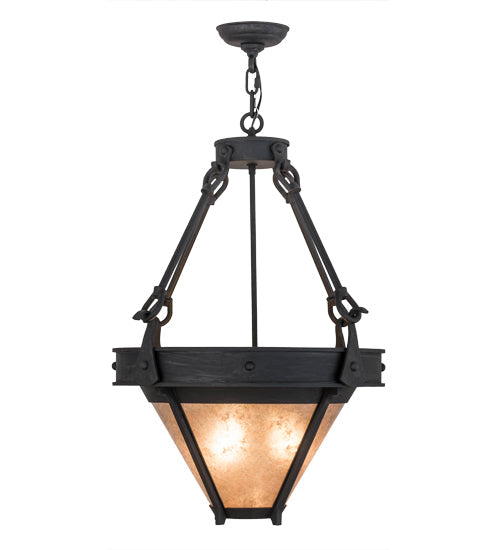 Meyda Lighting Nehring 21" 2-Light Costello Black Inverted Pendant Light With Silver Mica Shade Glass