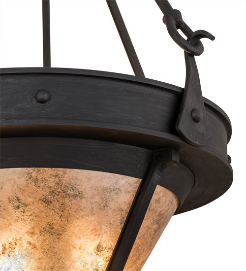 Meyda Lighting Nehring 21" 2-Light Costello Black Inverted Pendant Light With Silver Mica Shade Glass