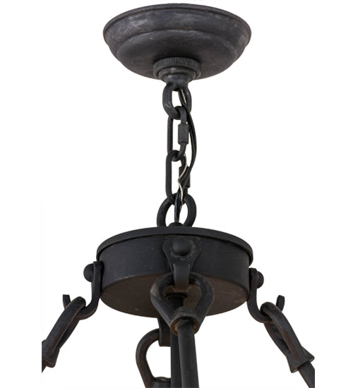 Meyda Lighting Nehring 21" 2-Light Costello Black Inverted Pendant Light With Silver Mica Shade Glass