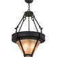 Meyda Lighting Nehring 21" 2-Light Costello Black Inverted Pendant Light With Silver Mica Shade Glass