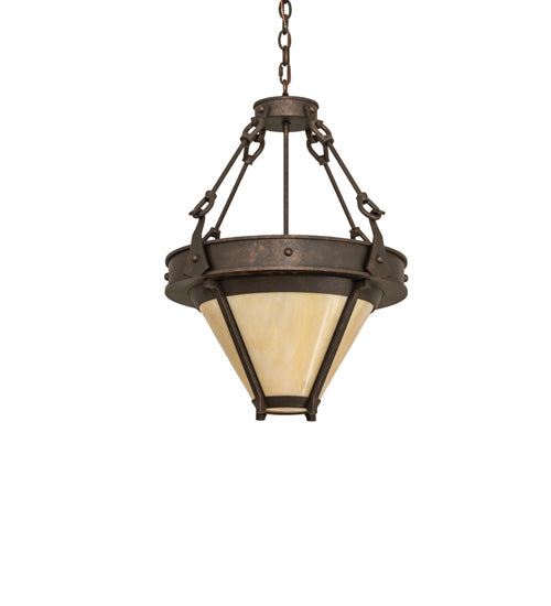 Meyda Lighting Nehring 21" 2-Light Gilded Tobacco Inverted Pendant Light With Beige Sahara Taupe Idalight Shade