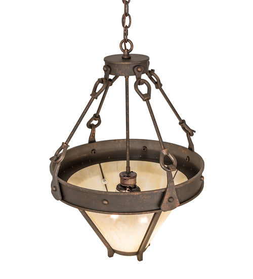 Meyda Lighting Nehring 21" 2-Light Gilded Tobacco Inverted Pendant Light With Beige Sahara Taupe Idalight Shade