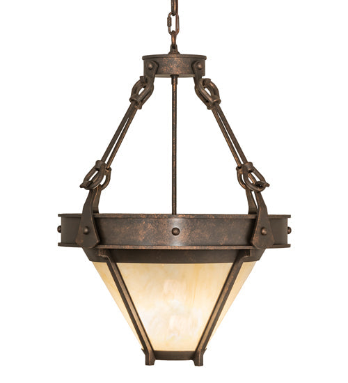 Meyda Lighting Nehring 21" 2-Light Gilded Tobacco Inverted Pendant Light With Beige Sahara Taupe Idalight Shade