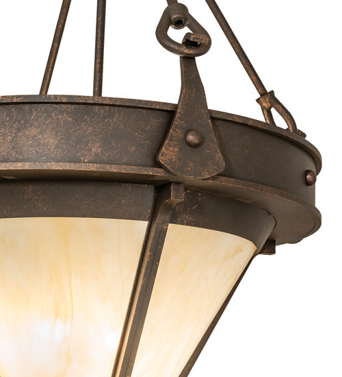 Meyda Lighting Nehring 21" 2-Light Gilded Tobacco Inverted Pendant Light With Beige Sahara Taupe Idalight Shade