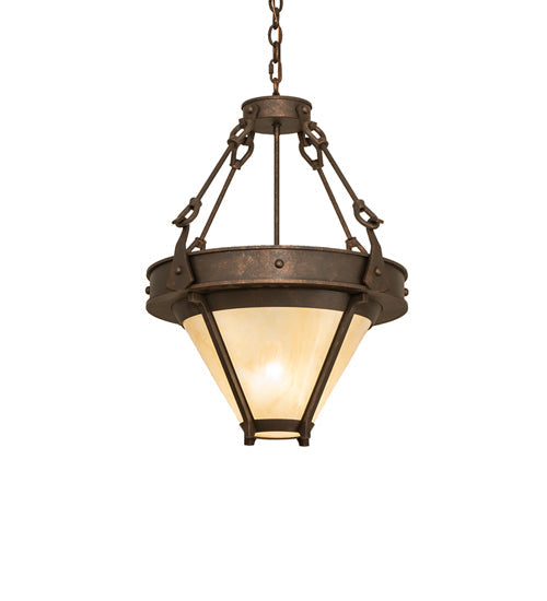Meyda Lighting Nehring 21" 2-Light Gilded Tobacco Inverted Pendant Light With Beige Sahara Taupe Idalight Shade